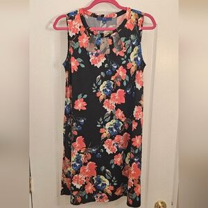 Apt. 9 Black Dress with Vibrant Floral Design